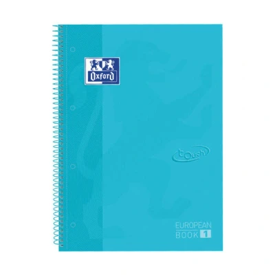 Image of Oxford A4 European Book 1, lined, 160 pages with coloured margins, touch hard cover, whiteboard, pastel blue
