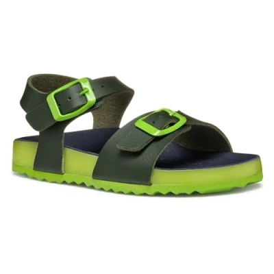 Image of Geox Ghita BOY Sandals for kids, Size: 6, Dark green/lime High quality imitation leather
