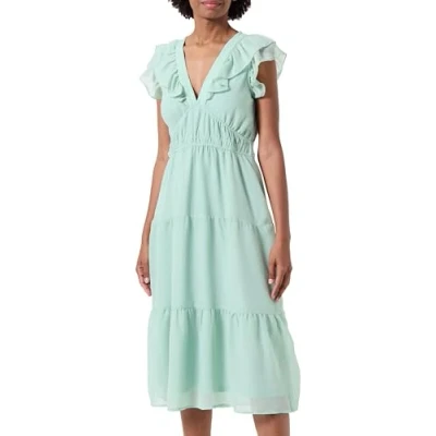 Image of Vero Moda Vmemilie Capsleeve CALF dress Cocktail / Party dress, Women&#039;s, Size: Small, Silt green