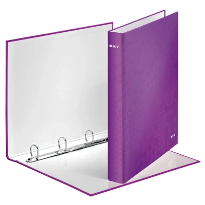 Image of Leitz Wow 4 Ring Binders Pack of 10, 25 mm Film Coated Cardboard Assorted Anneaux violet