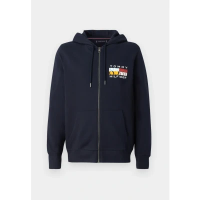 Image of Tommy Hilfiger Colour FLAG ZIP Through Zipup sweatshirt, Men&#039;s, Size: Large, Desert sky