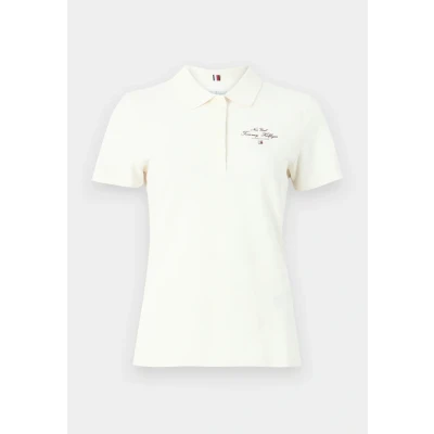 Image of Tommy Hilfiger SLIM Script Graphic Polo shirt, Women&#039;s, Size: XL, Ivory petal