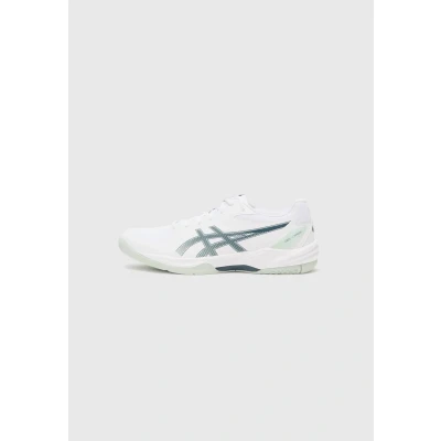 Image of Asics Geltask 4 Handball shoes, Men&#039;s, Size: 11.5, White/tranquil teal shoes