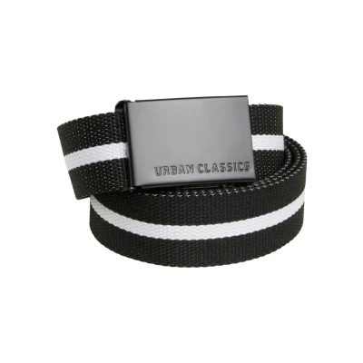 Image of Urban Classics Single Belt, Men&#039;s, Size: One Size, Black/white stripe black