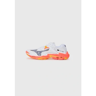 Image of Mizuno WAVE LIGHTNING Z8 Volleyball Shoes White/Fiery Coral 2/Citrus Women/Men Size 6,5