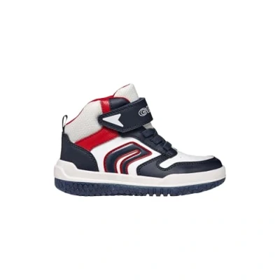 Image of Geox Buzzerlight BOY Light UP Hightop trainers for kids, Size: 11.5K, Navy/white Imitation leather/ textile