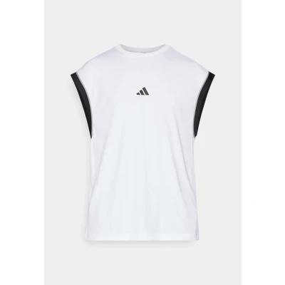Image of adidas Performance Basketball Allworld Sleeveless Sports Tshirt, Men&#039;s, Size: Medium, White/black