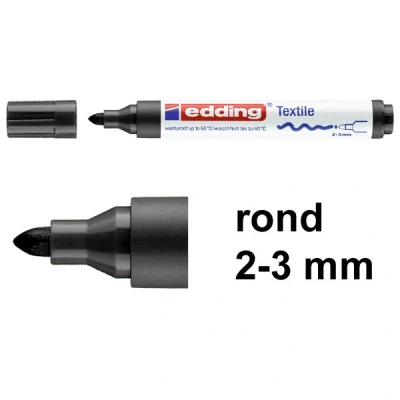 Image of edding 4500 textile marker black box of 10 round nib 2 3 mm permanent fabric markers for drawing on textiles, wash resistant up to 60 C pens lettering