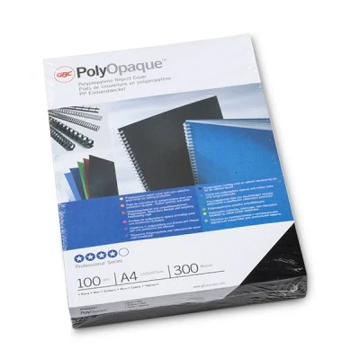 Image of GBC PolyCovers Opaque Binding Covers Polypropylene 300 micron A4 Black Ref IB386831 [Pack of 100]