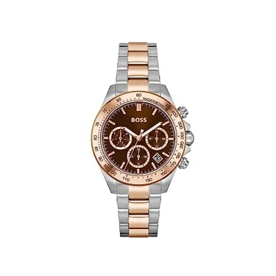 Image of BOSS Analogue Multifunction Quartz Watch for Women Collection Novia with Stainless Steel or Ceramic Bracelet, Brown,