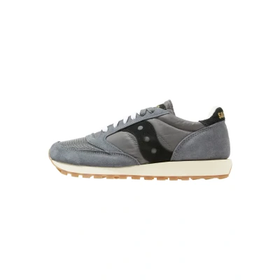 Image of Saucony JAZZ Original Vintage Unisex Trainers, Size: 7, Grey/black Leather and textile