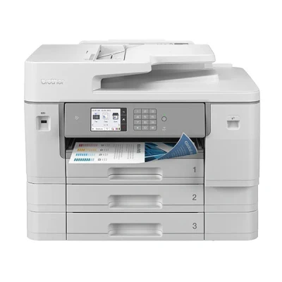 Image of BROTHER MFC J6957DW Business Ink 4 in 1 Multifunction Printer A3 Size (30 pages/min, Inkjet, USB, LAN, Wi Fi, Duplex Printing) White/Grey, 576 x 477 445 mm (W D H)