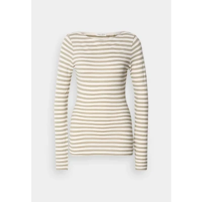 Image of Marc O&#039;Polo Long Sleeve BOAT NECK Striped sleeved top, Women&#039;s, Size: XXS, Multi/smooth sage