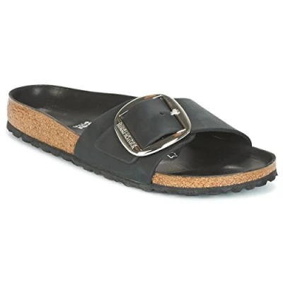 Image of Birkenstock Madrid BIG Buckle Slippers, Women&#039;s, Size: 3.5, Black Leather