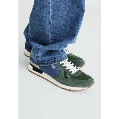 Image of Pepe Jeans BRIT CAMP Trainers, Men&#039;s, Size: 6, Olivine green Leather and textile