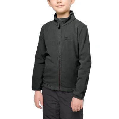 Image of Jack Wolfskin Taunus Unisex Fleece jacket for kids, Size: 9 10y, Granite black