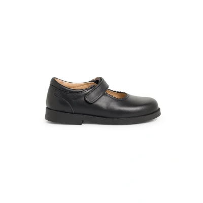 Image of Pisamonas Merceditas Ankle strap ballet pumps for kids, Size: 7K, Black Leather