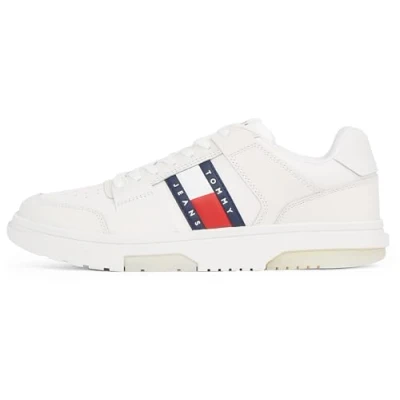 Image of Tommy Jeans Men&#039;s Brooklyn Leather Ess Em0em01576 Low Top, Pink Ecru, 9 UK