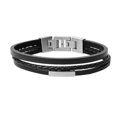 Image of Fossil Vintage Casual Bracelet, Men&#039;s, Size: One Size, Black