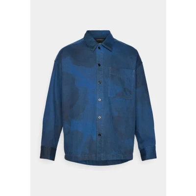 Image of G Star BOXY FIT Overshirt Shirt, Men&#039;s, Size: Large, Sea blue/vintage denim wash