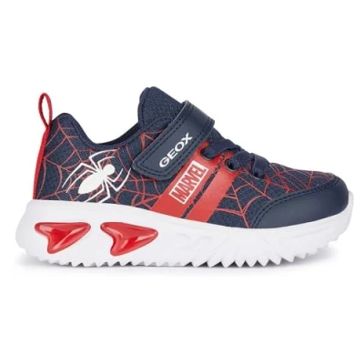 Image of Geox Assister BOY Lights Trainers for kids, Size: 5, Navy/dark red Imitation leather/ textile