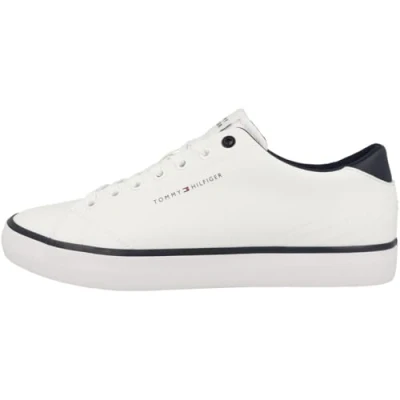 Image of Tommy Hilfiger Men&#039;s Th Hi Vulc Core Low Leather Ess Fm0fm05041 Vulcanized Sneaker, White, 10 UK