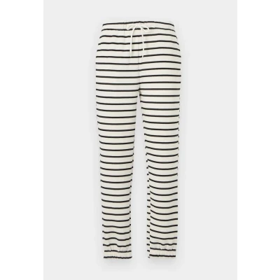 Image of PIECES Women&#039;s Pcchilli Hw Sweat Pants Stripes Noos Sweatpants, Cloud Dancer/Stripes: Black, XS