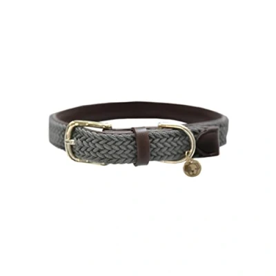 Image of Kentucky Horsewear Plaited Nylon Dog Collar Navy L Horse Riding Equestrian