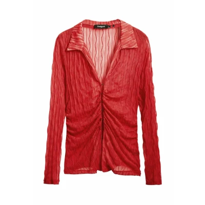 Image of Desigual Semitransparent Buttondown blouse, Women&#039;s, Size: 12, Red