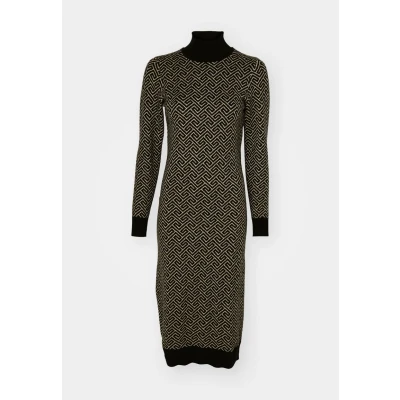 Image of Vero Moda Vmaria ART HIGH NECK CALF dress Shift Black/silver mink, Women&#039;s, Size: XL, mink