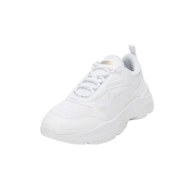 Image of Puma Cassia Trainers, Women&#039;s, Size: 6, White/team gold Imitation leather/ textile