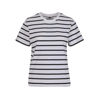 Image of Urban Classics Striped Print Tshirt, Women&#039;s, Size: Large, Black white