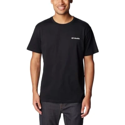 Image of Columbia LOGO Short Sleeve Basic Tshirt, Men&#039;s, Size: XS, Black
