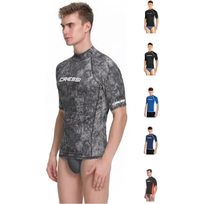 Image of Cressi Rash Guard Man Short/SL Men&#039;s Short Sleeves Made of Elastic UV Protection (UPF) 50+
