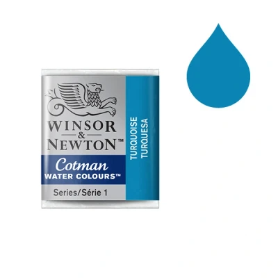 Image of Winsor &amp; Newton Cotman Watercolour Paint Half Pan Turquoise 654