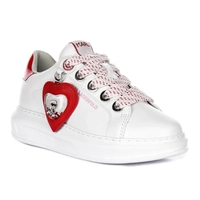 Image of KARL Lagerfeld Kapri Valentine Pendant Trainers, Women&#039;s, Size: 2, White/red Leather