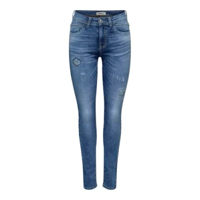 Image of ONLY Women&#039;s Onlrush Mid Waist Sk Rep DNM Mas Jeans, Medium Blue (Medium Denim), L / 32L