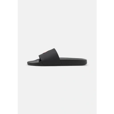 Image of Polo Ralph Lauren Unisex Pool slides, Size: 2, Black/red Synthetics