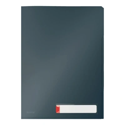 Image of Leitz A4 Plastic Privacy Tab Folder, 40 Sheet Capacity, Pack of 3, Cosy Range, Velvet Grey, 47160089