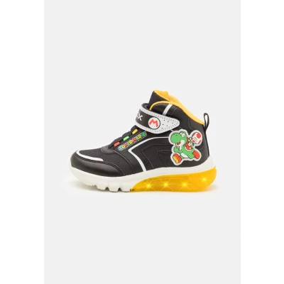 Image of Geox Super Mario Ciberdron BOY Light UP Classic ankle boots for kids, Size: 12.5K, Navy/royal Imitation leather/ textile