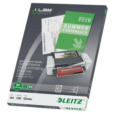 Image of Leitz iLAM 80 Microns A4 Self Adhesive Laminating Pouches (Pack of 100)