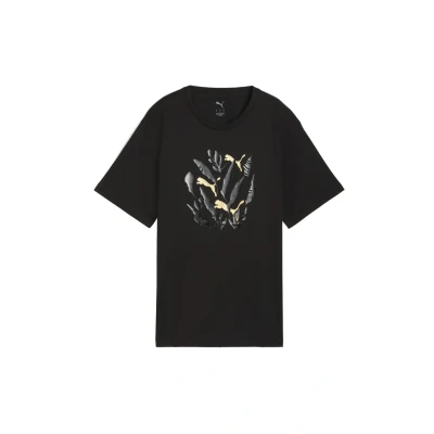 Image of Puma Graphic LEAF Print Tshirt, Women&#039;s, Size: Large, Black