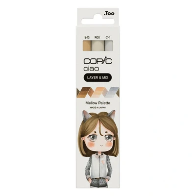 Image of COPIC Ciao Layer &amp; Mix Pen Set Of 3 Mellow Palette Markers, Art, Craft, Colouring, Graphic, Highlighter, Design, Anime Manga