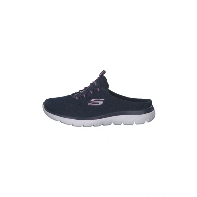Image of Skechers Sport Summits Mules, Women&#039;s, Size: 3, Navy mesh hot pink trim Textile
