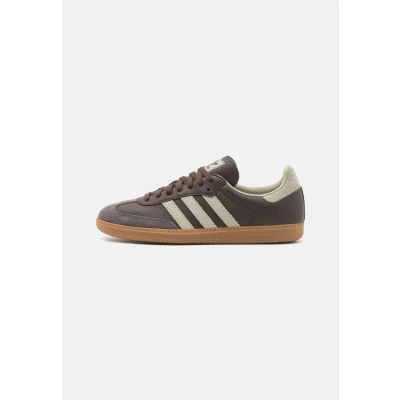 Image of adidas Originals Samba OG Unisex Trainers, Size: 3, Brown/putty grey/gold metallic Leather