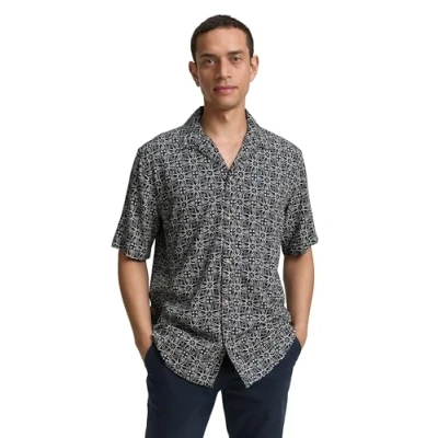 Image of TOM Tailor Comfort Printed Shirt Shirt, Men&#039;s, Size: XS, Navy