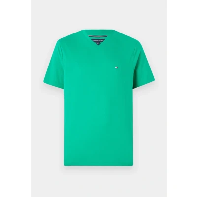 Image of Tommy Hilfiger Essential V NECK TEE Basic Tshirt, Men&#039;s, Size: XS, Olympic green