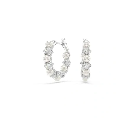 Image of Swarovski Matrix Hoops Earrings, Women&#039;s, Size: One Size, White