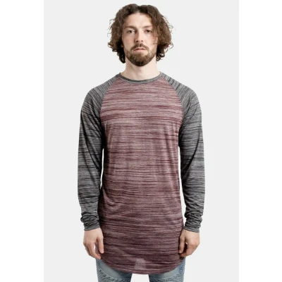 Image of Blackskies Baseball Long sleeved top, Men&#039;s, Size: Small, Maroon black melange