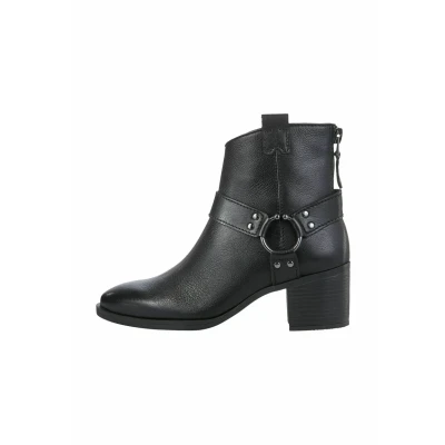 Image of MARCO TOZZI Damen Stiefeletten mit Absatz aus Leder Reißverschluss, Schwarz (Black), 41 EU